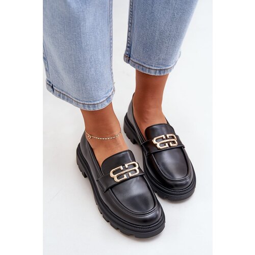 PS1 Women Moccasins With Golden Detail Black Trionna Cene