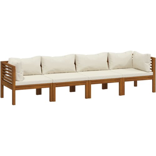 Maison Chic Vrtni kavč - Zunanji kavč štirised s krem blazinami trden akacijev les, (22043893) Cene