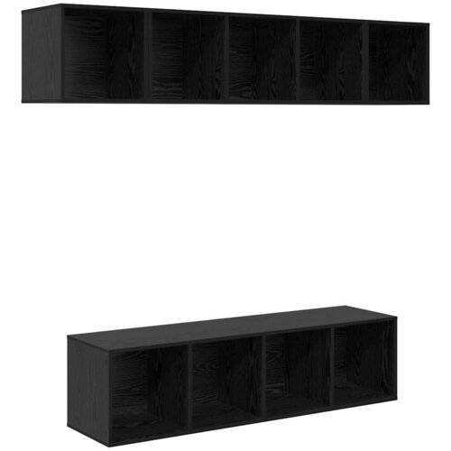  Set TV komoda 4 kom. Crni hrast Konstruirano drvo Crna 37 x 37 x 142,5 cm Slike
