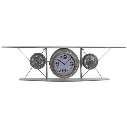  Zidni sat DKD Home Decor Kristal Željezo Avion Drvo MDF Tamno sivo (120 x 21 x 33.5 cm)