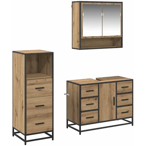  Set namje&amp;scaron;taja za kupaonicu 3 kom. Umjetnički hrast Smeđa 80 x 33 x 60 cm Slike