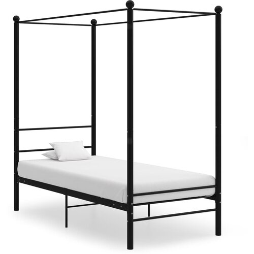VidaXL Okvir za krevet s nadstre&amp;scaron;nicom crni metalni 100 x 200 cm Slike