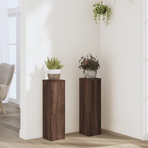 vidaXL Stalci za biljke 2 kom smeđa boja hrasta 17 x 17 x 60 cm drveni Cijene
