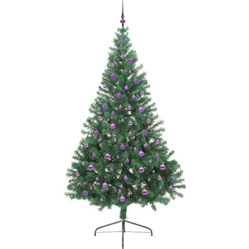VidaXL Umjetno predsvijetljeno božićno drvce Zelena 240 cm PVC Slike