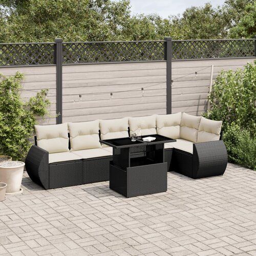 vidaXL 7-dijelni set vrtnih sofa od poliratana s jastucima crni Cijene