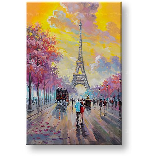  Slikana slika na platnu šetnja parizom 60x90 cm  (umetničke) Cene