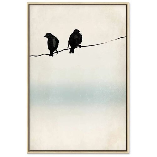  Slika - Frozen Sparrows (1 Part) Vertical 40x60 U prirodnom drvenom okviru Slike