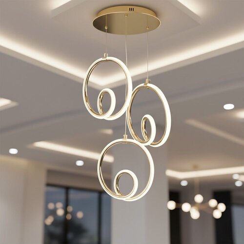 Toolight Viseća LED lampa s tri zlatna prstena LHJ095-3CP GOLD Slike