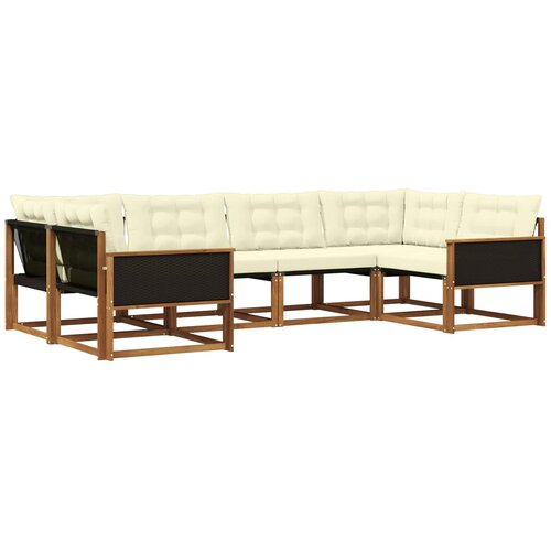 vidaXL Zunanja garnitura za sedenje z blazino 6 pcs Naravna in smetana, (5000273182) Cene