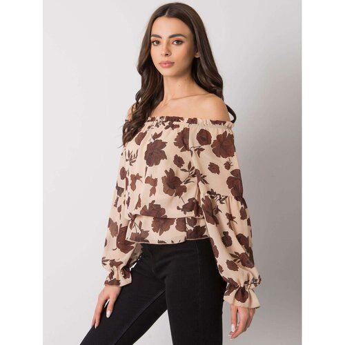 Fashion Hunters A beige and brown Spanish blouse with flowers Orleans Slike