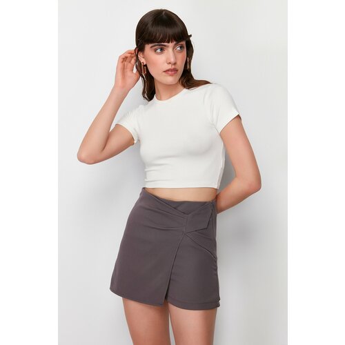 Trendyol Anthracite Knot Detailed Woven Short Skirt Cene