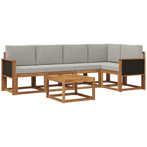 vidaXL Zunanja garnitura za sedenje 6 pcs Naravna in svetlo siva, (5000280931) Cene