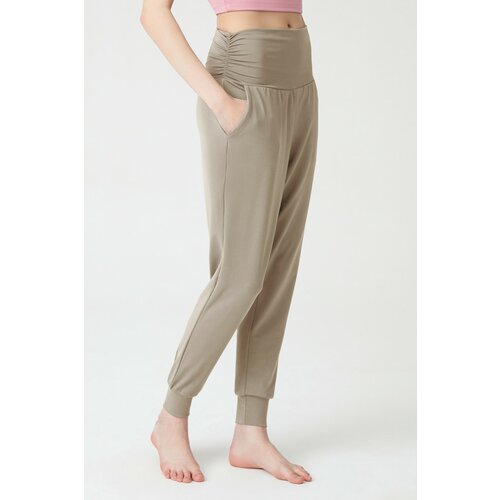 LOS OJOS Khaki Baggy-Look Harem Pants With An Elastic Waist Cene