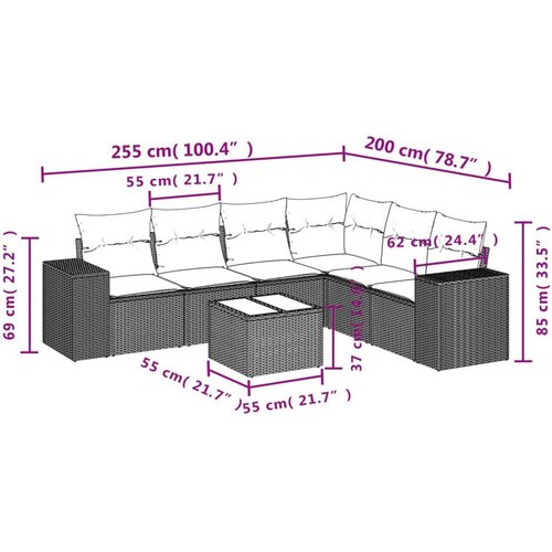 vidaXL 7-dijelni set vrtnih sofa od poliratana s jastucima bež Cijene