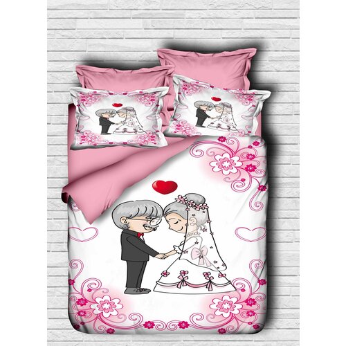  121 pinkwhite double duvet cover set Cene