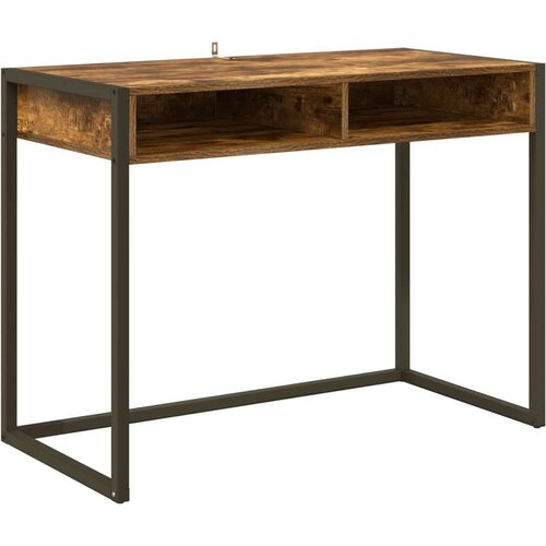  Stol s pohranom Dimni hrast 100 x 50 x 75 cm Konstruirano drvo Slike
