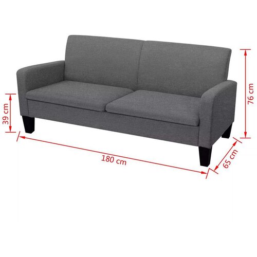 vidaXL Kavč trosed 180x65x76 cm temno siv Cene