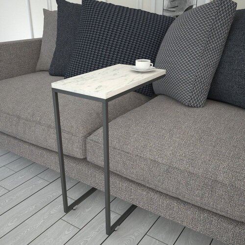 Woody Fashion Callen - White Marble BlackWhite Side Table Slike