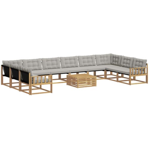 vidaXL Zunanja garnitura za sedenje 11 pcs Bela in svetlo siva, (5000282324) Cene