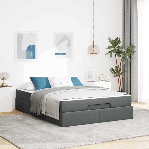 VidaXL Konstrukcija postelje Drugo Temno siva 160 x 200 cm blago Slike