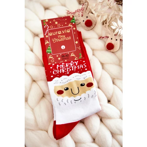 Kesi Men's Christmas Cotton Socks With Santa Clauses Red