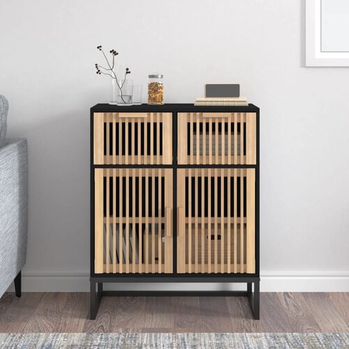  Komoda crna 60 x 30 x 75 cm od konstruiranog drva Cijene