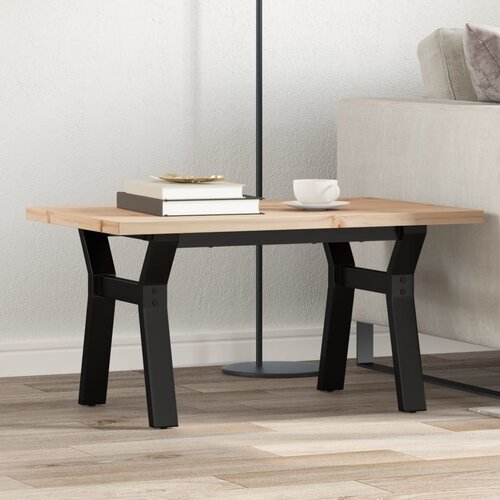  The Living Store Klubska mizica X okvir 80x50x40,5 cm trdna borovina lito železo - Klubska Mizica, (21495634) Slike