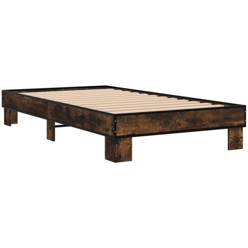 VidaXL Okvir kreveta boja hrasta 75 x 190 cm konstruirano drvo i metal Slike
