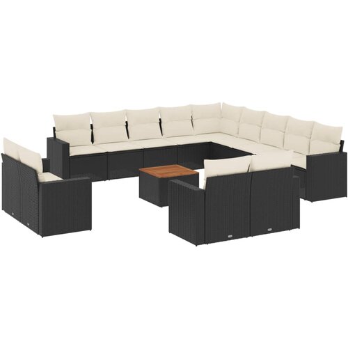 Maison Chic Seti vrtnega pohi&amp;scaron;tva - Vrtna garnitura - Vrtni pohi&amp;scaron;tvo set 14-delna z blazinami črn poli ratan, (21810272) Slike