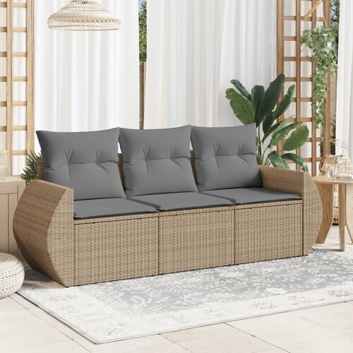 VidaXL 3-dijelni set vrtnih sofa od poliratana s jastucima bež Slike