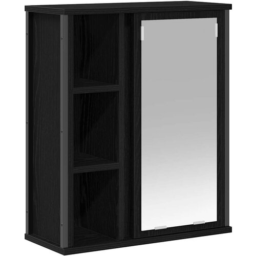 Maison Chic Kopalniška stenska omarica - Kopalniške omarica z ogledalom črni hrast 50x21x60 cm iu1054, (22063989) Cene