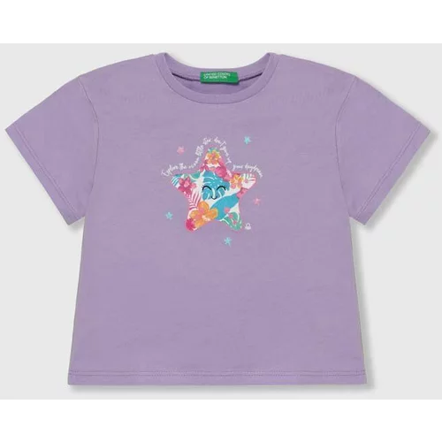United Colors Of Benetton Otroška bombažna kratka majica vijolična barva