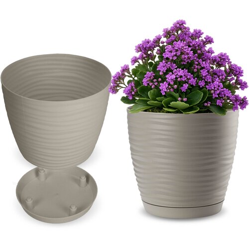 KADAX cvetlični lonec 17 cm okrogel plastični cvetlični lonec siv, (5000352598) Cene