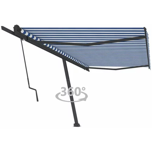  Prostostoječa avtomatska tenda 500x350 cm modra/bela, (20728787)