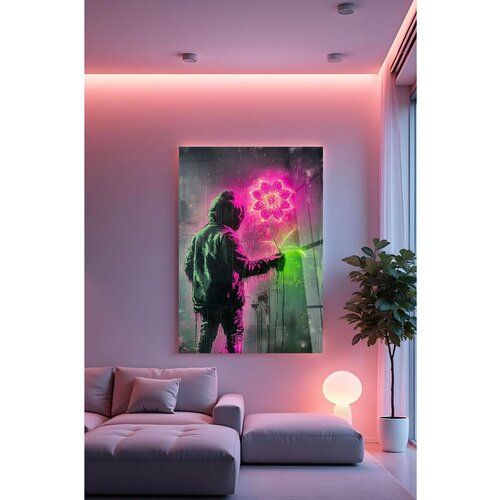 WALLXPERT Hhlneon0034 - Višenamenska Tempered Staklena Slika 70 x 100 cm Cene