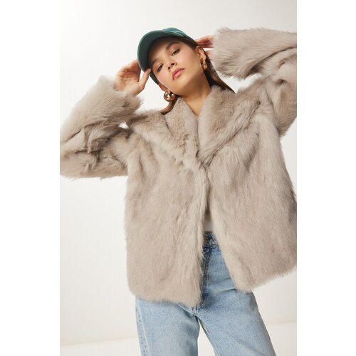 Happiness İstanbul Women's Mink Shawl Collar Lined Faux Für Jacket Cene