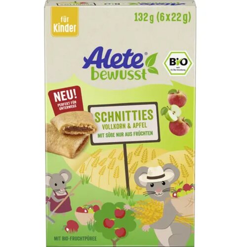 Alete Bio Schnitties - polnozrnata žita in jabolka - 132 g Cene