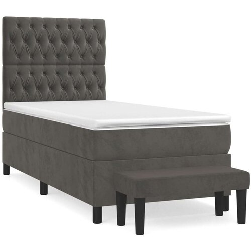 Box spring krevet s madracem tamnosivi 80 x 200 cm bar&amp;scaron;unasti Slike