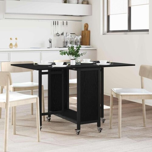  Sklopivi blagovaonski stol s kotačićima 130 x 80 x 76 5 cm - Crni hrast Cijene