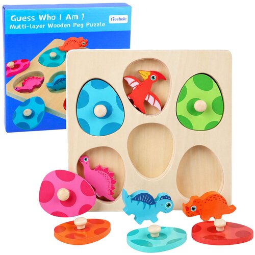  Wooden Puzzle Dinosaurs in Eggs Educational Memory Game Cijene