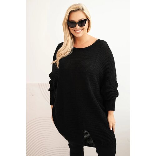 Kesi Włoski Women&amp;#039;s Plus Size mohair poncho sweater black Slike
