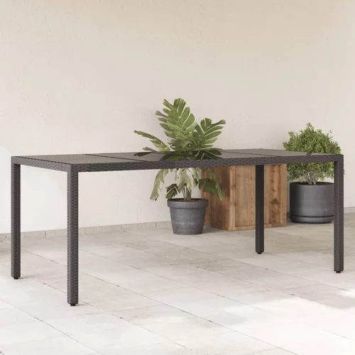  Vrtni stol sa staklenom pločom crni 190x90x75 cm od poliratana