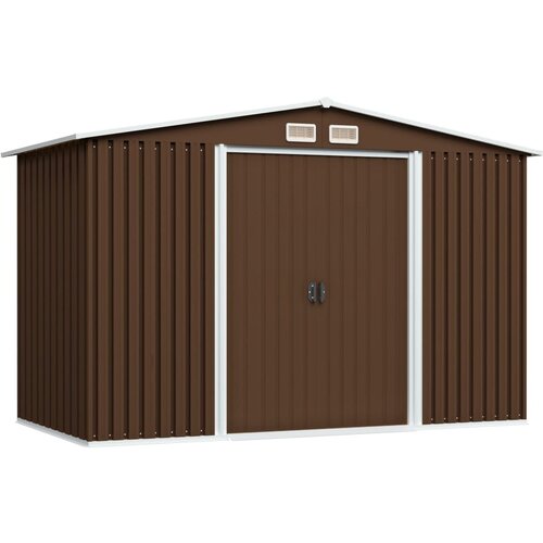 VidaXL Vrtna skladi&amp;scaron;čna lopa rjava 257x205x178 cm jeklena Slike