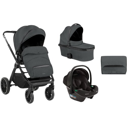 Kikka Boo kolica TIFFANY dark grey set 3in1 sa tvrdom korpom i autosedi&amp;scaron;tem I-PRIME I-SIZE black Slike