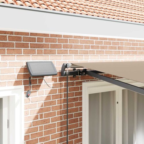  Skrovita tenda S LED lampica Bež 350 x 250 cm tkanina Slike