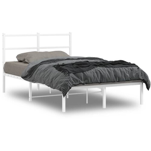 VidaXL Metalni okvir za krevet s uzglavljem bijeli 120 x 190 cm Slike