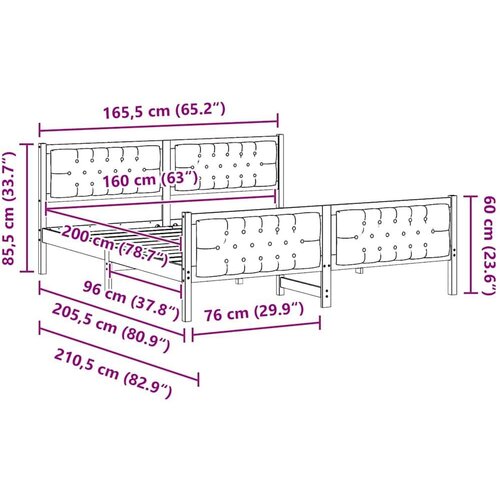  Okvir za krevet s uzglavljem Crna 160 x 200 cm tkanina Slike