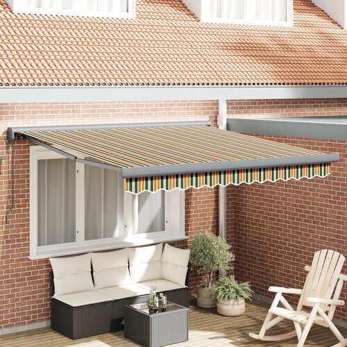 VidaXL Avtomatska retraktibilna tenda zelena in rumena 350x250 cm, Nadomestno blago za tenda za okvir 3.5x2.5 m zelena in rumena Slike