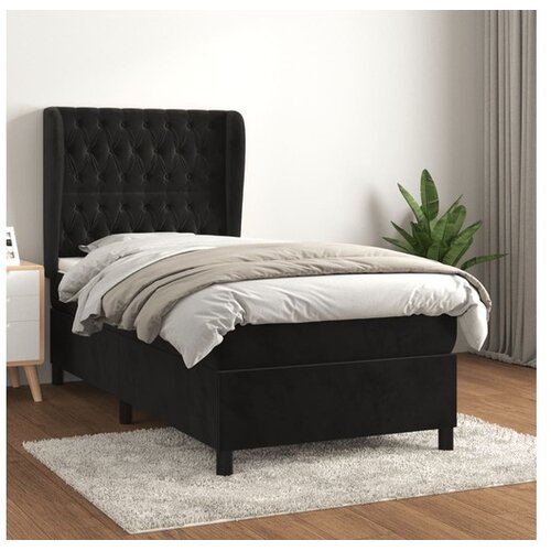  Box spring postelja z vzmetnico črna 100x200 cm žamet Cene