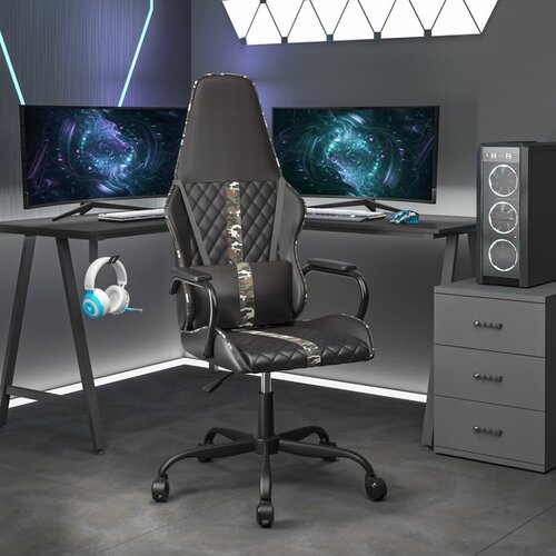 The Living Store Gaming stol črno in kamuflažno umetno usnje - Gaming Stol, (21625133) Slike
